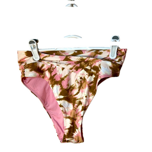 Aerie NWT high cut cheeky pink Tie-Dye swim Bikini Bottoms size medium resort